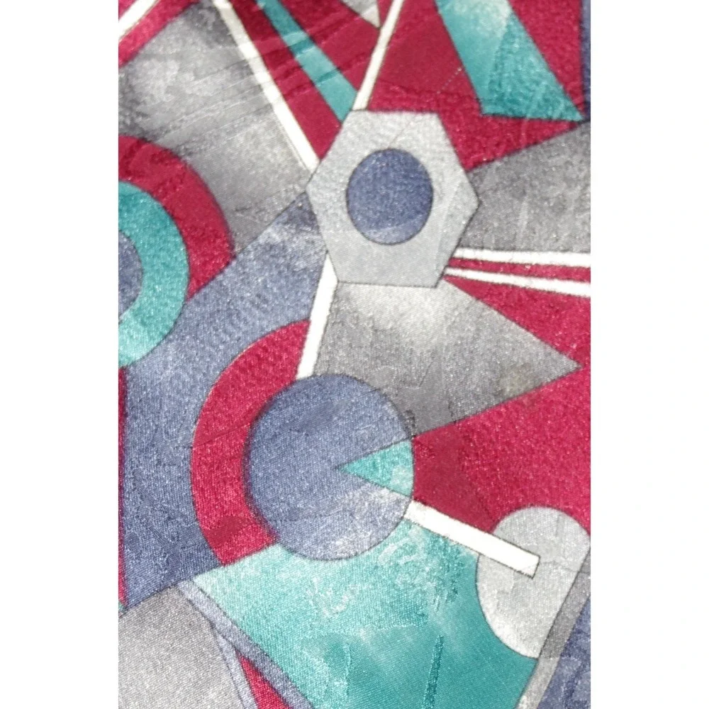 Vintage Geometric Necktie Colorful Abstract Vapor‎ Wave Silk EUC 80s 90s